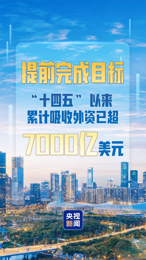 天津专业炒股配资网 提前完成目标！“十四五”以来累计吸收外资已超7000亿美元